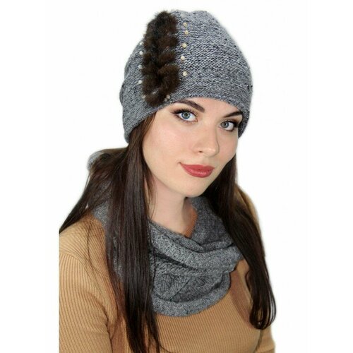 фото Шапка lemmex комплект "алвета" стойка-хомут, размер 59-60, серый