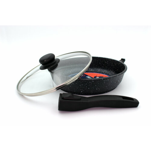 Сковорода 26 см с антипригарным гранитным покрытием с крышкой со съемной ручкой 2900₽