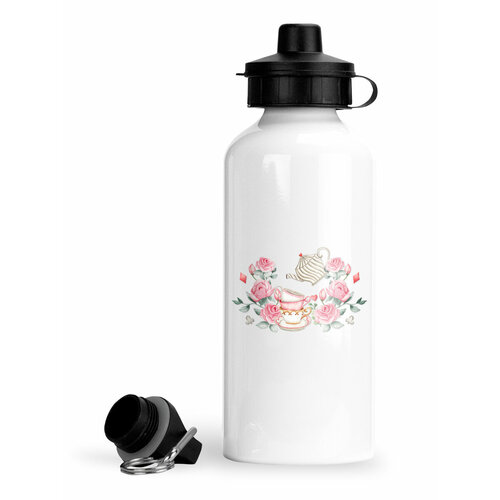 фото Спортивная бутылка алиса в стране чудес чайник и чашки в розах luzimuzi