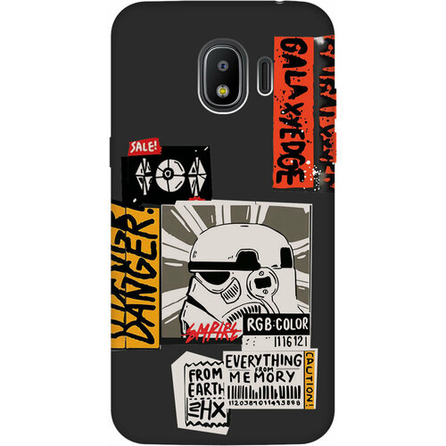 Матовый Soft Touch силиконовый чехол на Samsung Galaxy J2 (2018), Самсунг Джей 2 2018 с 3D принтом Stormtrooper Stickers черный матовый soft touch силиконовый чехол на samsung galaxy j2 2018 самсунг джей 2 2018 с 3d принтом nirvana черный