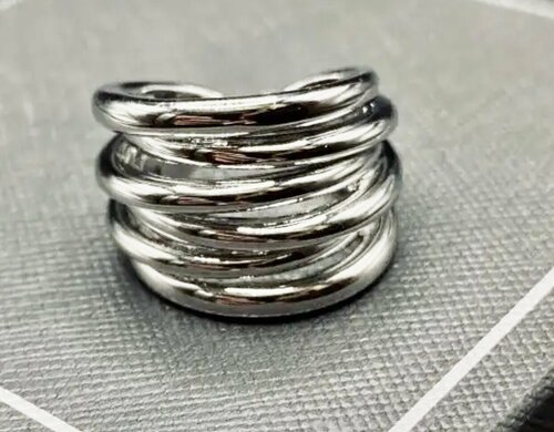 Кольцо шесть колечек, размер 18, серебряный