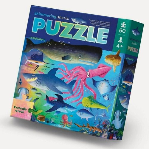 Изображение товара Пазл Crocodile Creek Акулы серии FOIL PUZZLE, 60 деталей, 79055