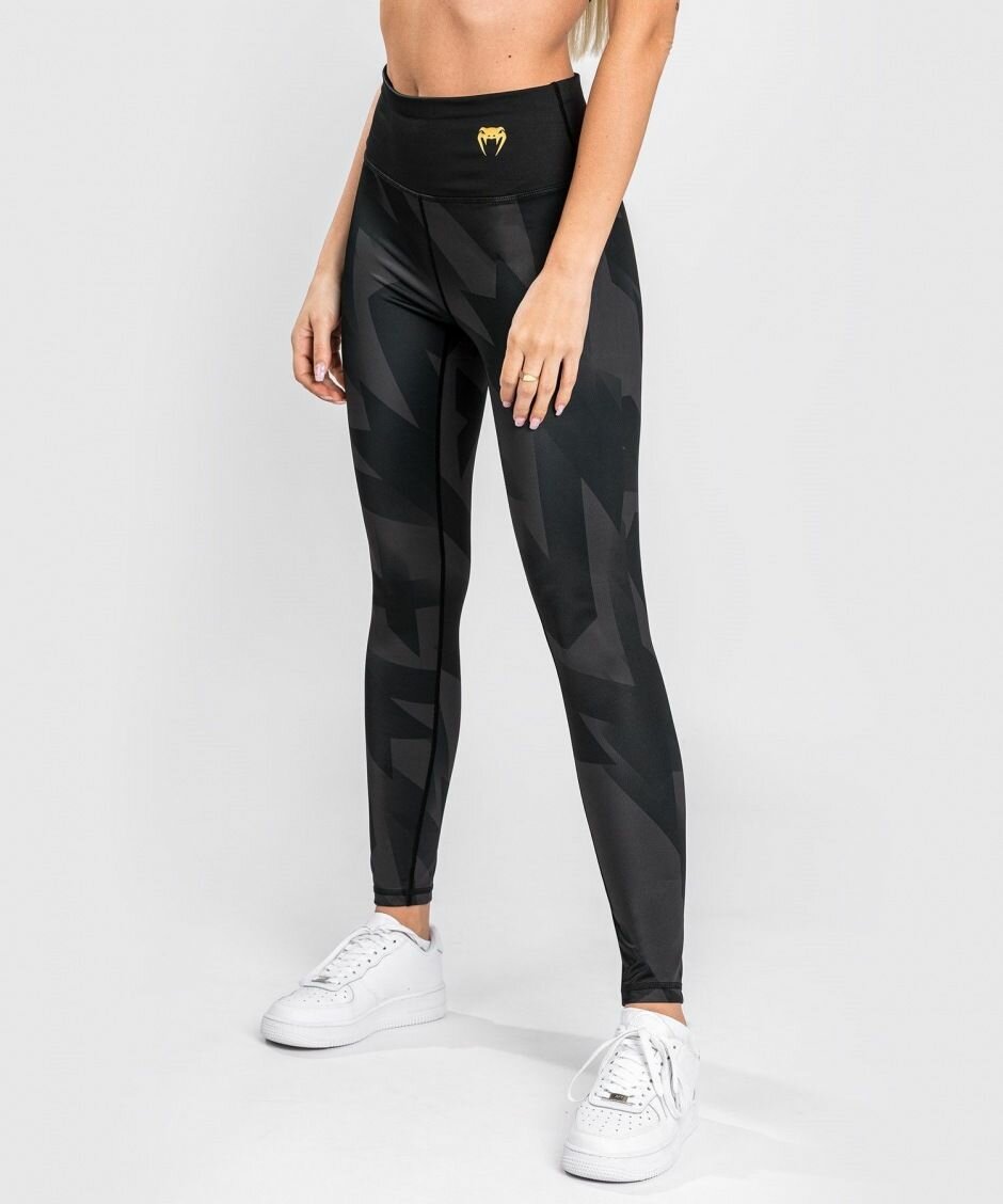 Компрессионные штаны тайтсы для единоборств спортивные женские легинсы Venum Razor - Black/Gold (L)