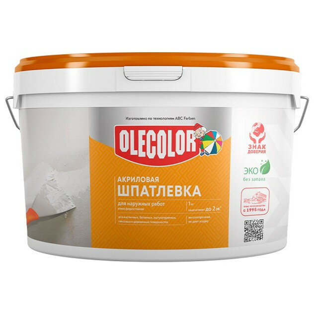 Шпатлевка для стен акриловая, для наружных работ OLECOLOR 3 кг