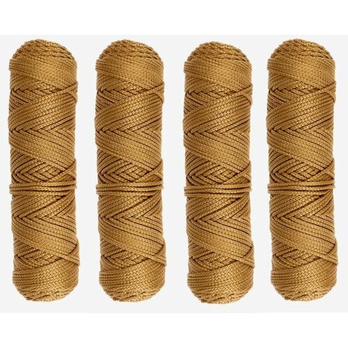 Osttex Шнур для вязания б/серд 100% полиэфир, ширина 3мм 100м/210гр, (43 горчичный) 4шт