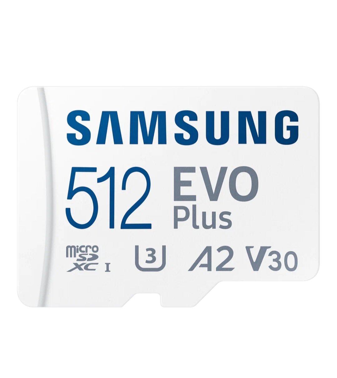 Карта памяти Samsung microSDXC 512 ГБ Class 10, V30, A2, UHS-I, R 130 МБ/с, адаптер на SD, 1 шт, белый