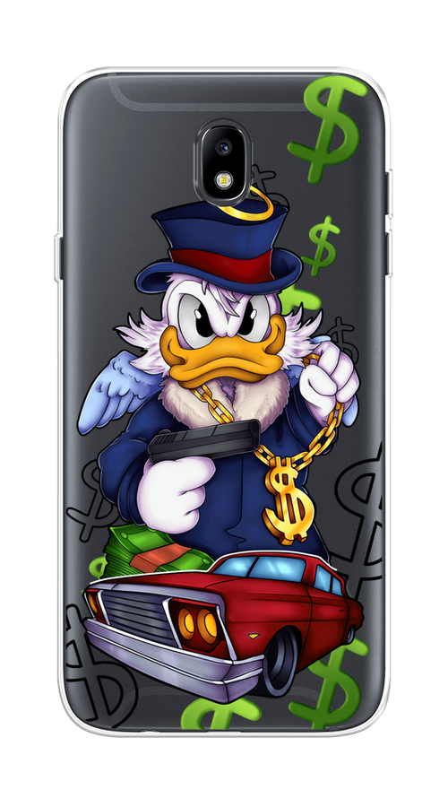 Силиконовый чехол на Samsung Galaxy J7 2017 / Самсунг Галакси J7 2017 "Scrooge McDuck with a Gold Chain", прозрачный
