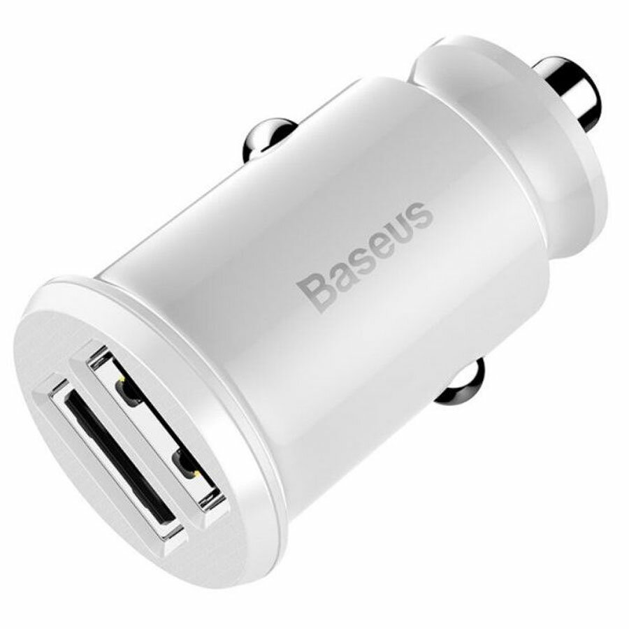 Автомобильное зарядное устройство BASEUS Grain C-8K, 2xUSB, 3.1A, белый