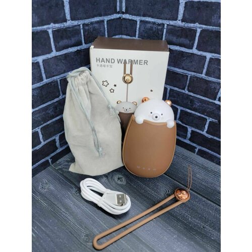 Портативная карманная Грелка для рук со встроенным аккумулятором WARM Power bank детский с обогревом для рук Медведь 229900₽