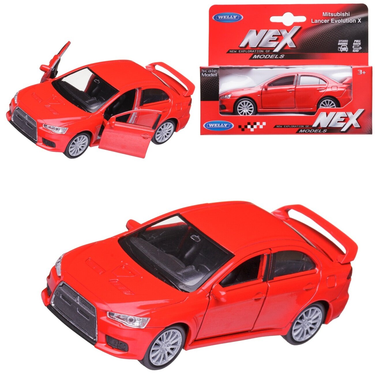 Машинка Welly 1:38 MITSUBISHI LANCER EVOLUTION X 43655W/красная