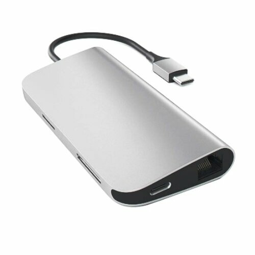 Сетевая карта RJ-45 KS-is KS-031D USB3.0 Type-Cm 1-Ethernet 1 -4k HDMI, 2 -SD и T-flash, 3 - USB A 3.0 ,1-PD (100Вт) хагбис usb c док станция типа c для dual 4k hdmi совместимый 100 вт pd usb 3 0 концентратор rj45 тройной дисплей для macbook ноутбука ipad