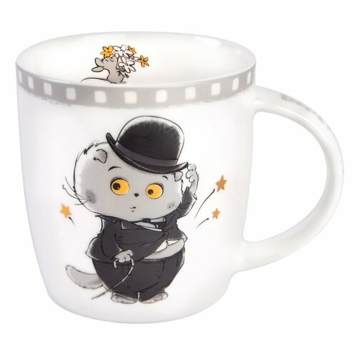 Кружка BUDI BASA Кот Басик Чарли Чаплин, 400 мл