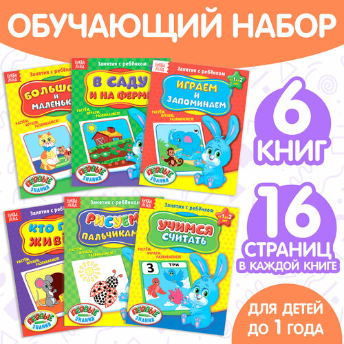 Обучающие книги «Полный годовой курс. Серия от 0 до 1 года», 6 книг по 16 стр, в папке полный годовой курс серия от 0 до 1 года