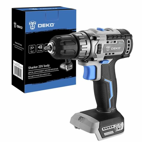 Дрель-шуруповерт аккумуляторная бесщеточная DEKO Sharker 20V 20В без АКБ и зу 063-4455 380000₽