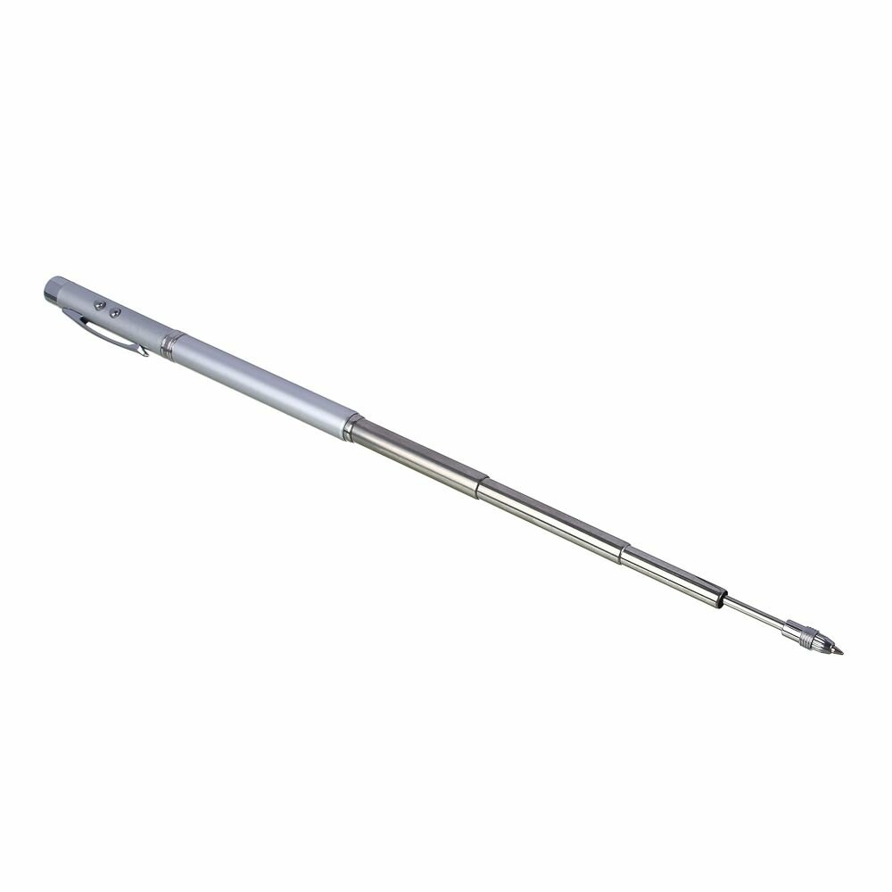 Ермак Ручка - выдвижная указка, магнит, 1 LED + лазер, 3xLR41, пластик, металл, 18х3,5см