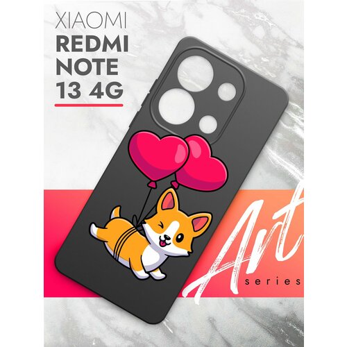 Чехол на Xiaomi Redmi Note 13 4G (Ксиоми Редми Ноте 13 4г) черный матовый силиконовый с защитой (бортиком) вокруг камер, Brozo (принт) Корги Шарики чехол на xiaomi redmi note 13 4g ксиоми редми ноте 13 4г черный матовый силиконовый с защитой бортиком вокруг камер brozo принт капибара