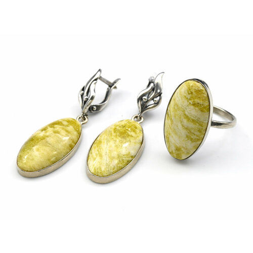 Комплект бижутерии Радуга Камня: кольцо, серьги, кристалл, размер кольца 18, мультиколор, желтый