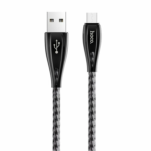 Кабель USB HOCO U56 Metal armor USB - MicroUSB, 2.4А, 1.2 м, серый металлик бесплатная доставка санитарный зажим 1 5 дюйма из нержавеющей стали sus304 одноштырьковые тройные зажимы клевер для обжима od 50 5 мм