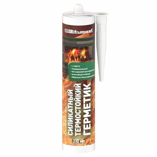 Силикатный герметик Bitumast термостойкий 310 мл чёрный - 2 шт 1190₽