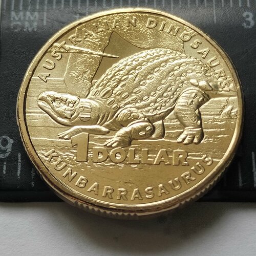 1 доллар 1992 австралия кукабура смотрит влево unc Австралия, 1 доллар 2022. Динозавр Кунбарразавр. Редкая. UNC