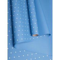 Матовая пленка упаковочная от AtlasWeld: стильный и практичный выбор;
Элегантный дизайн: белый горошек на синем фоне придает  ...