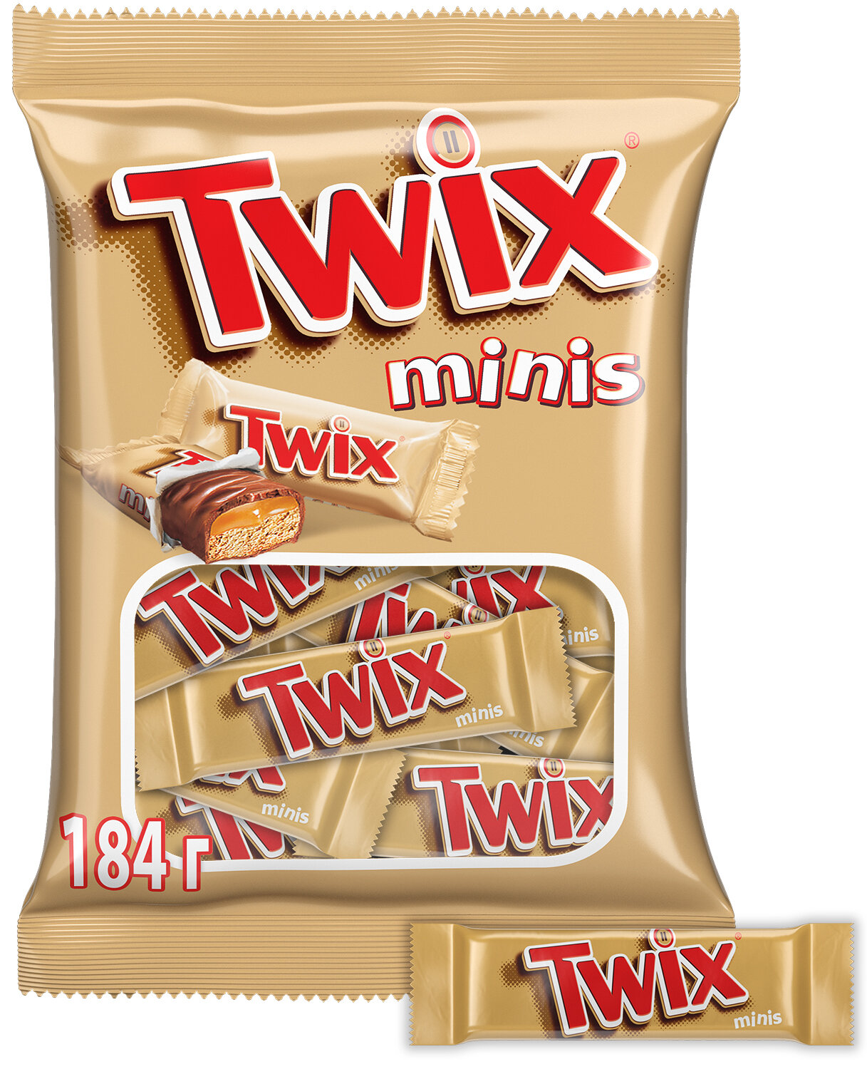 Twix Minis шоколадные конфеты, пакет 184г