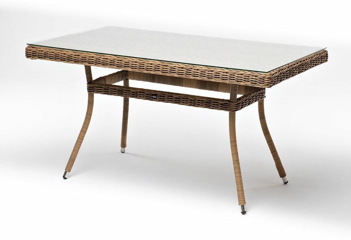 Плетеный стол из искусственного ротанга 140х80см 4sis Латте Соломенный