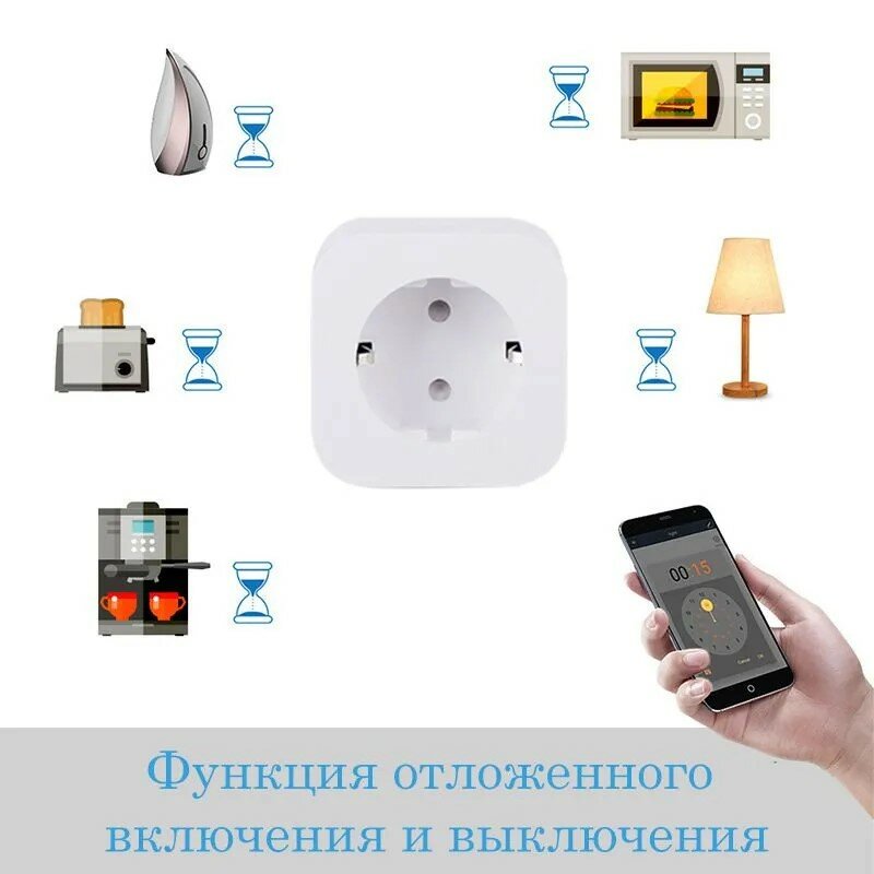 Умная розетка 20А WIFI, с отслеживанием энергопотребления, Умный дом, Работает с Яндекс Алисой