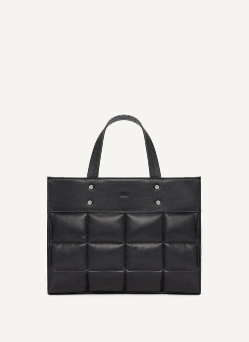 Сумка тоут DKNY Globalist Small Quilted Book Tote, фактура гладкая, рельефная, матовая, стеганая, черный