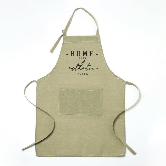 фото Фартук Этель "HOME", цвет зелёный, 60х75 см, 50%хл, 50%лен