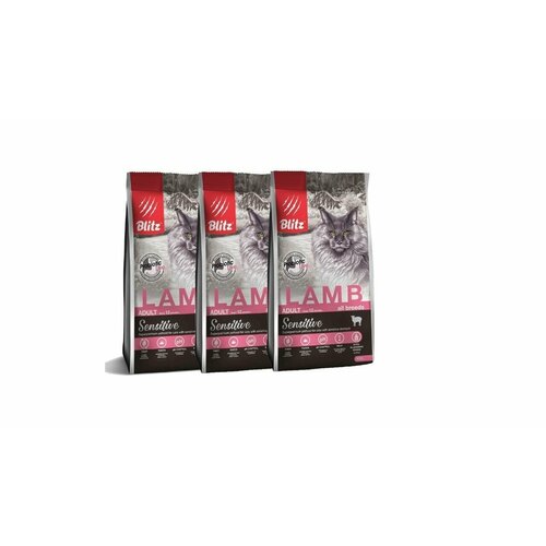 Корм сухой BLITZ Sensitive Lamb Adult Cats 0,4 кг , 3 шт для взрослых кошек (ягненок) полнорационный