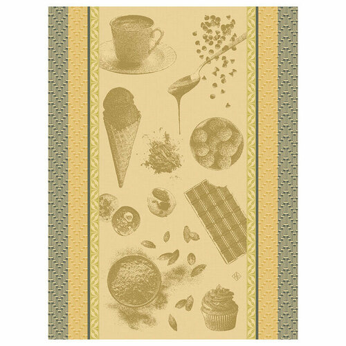 Полотенце кухонное Jacquard Francais Chocolats Recettes Yellow 60x80 см