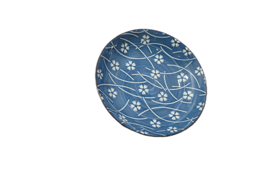 Тарелка обеденная керамическая для сервировки стола Homium, Japanese Collection, Очарование, цвет белый/синий, D20см