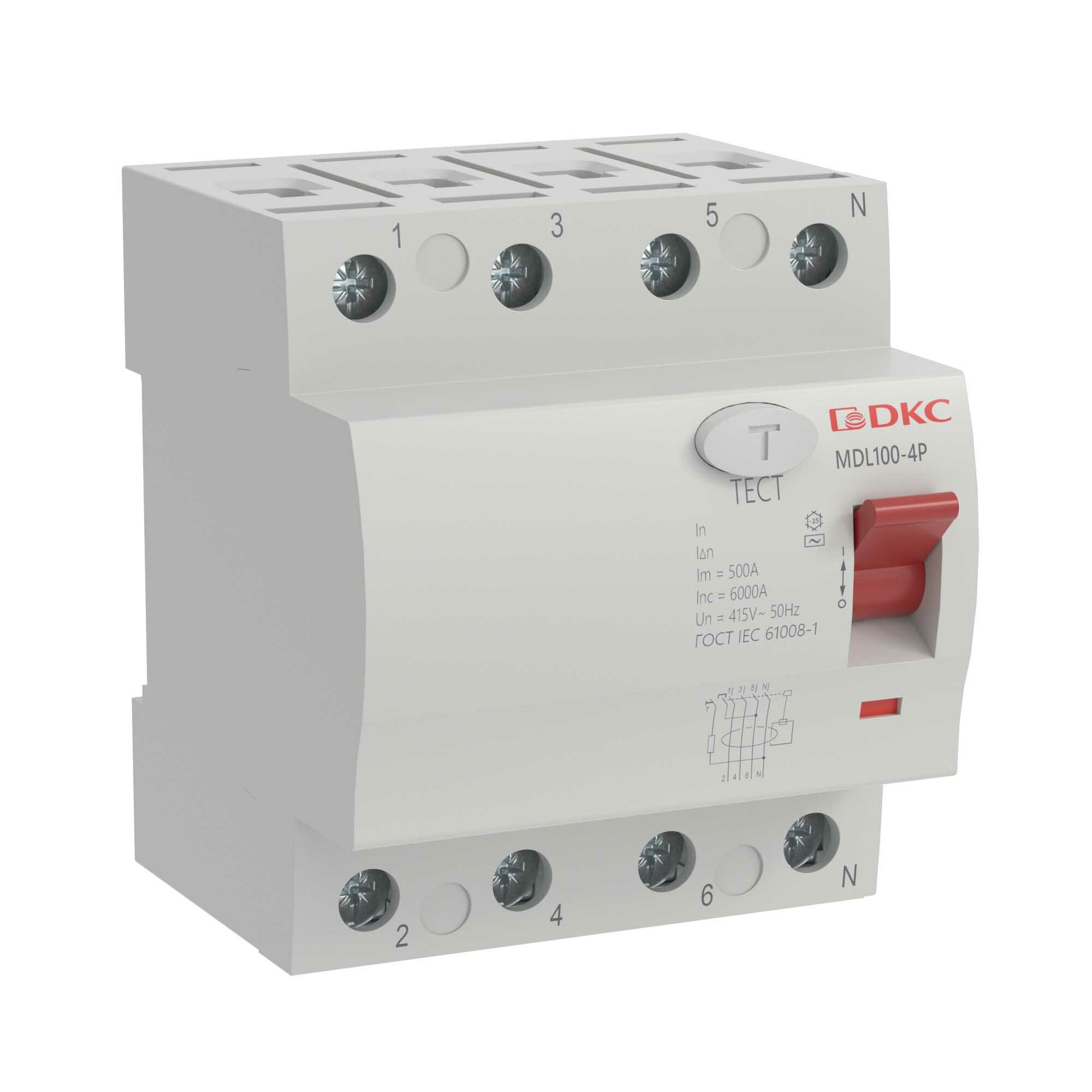 DKC YON max Устройство защитного отключения УЗО ВДТ MAX MDL100, 4P, 100mA, 40A, тип АС, DKC, арт. MDL100-4P3-40-AC