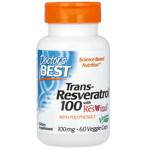 Doctor`s Best Trans-Resveratrol with Resvinol 100 mg (Транс-Ресвератрол 100 мг) 60 вег капс (Doctor's Best)