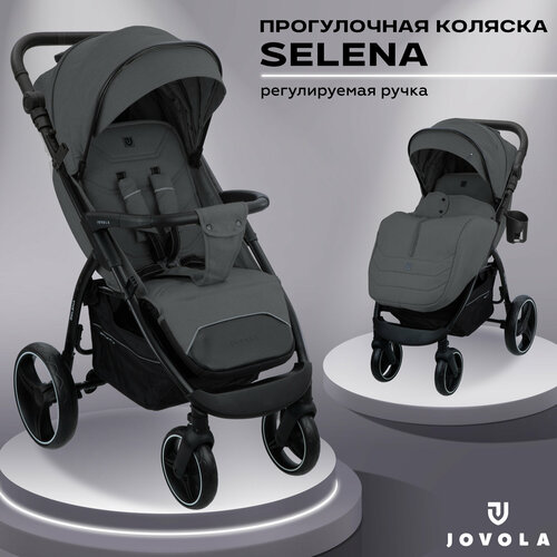 фото Прогулочная коляска jovola selena, всесезонная, темно-серая