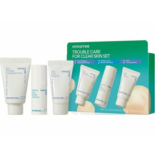 Мини-набор для ухода за проблемной кожей Innisfree Trouble care for clear skin set мусс для умывания innisfree освежающая пенка для умывания с маслом семян торреи и bha кислотами для проблемной кожи bija