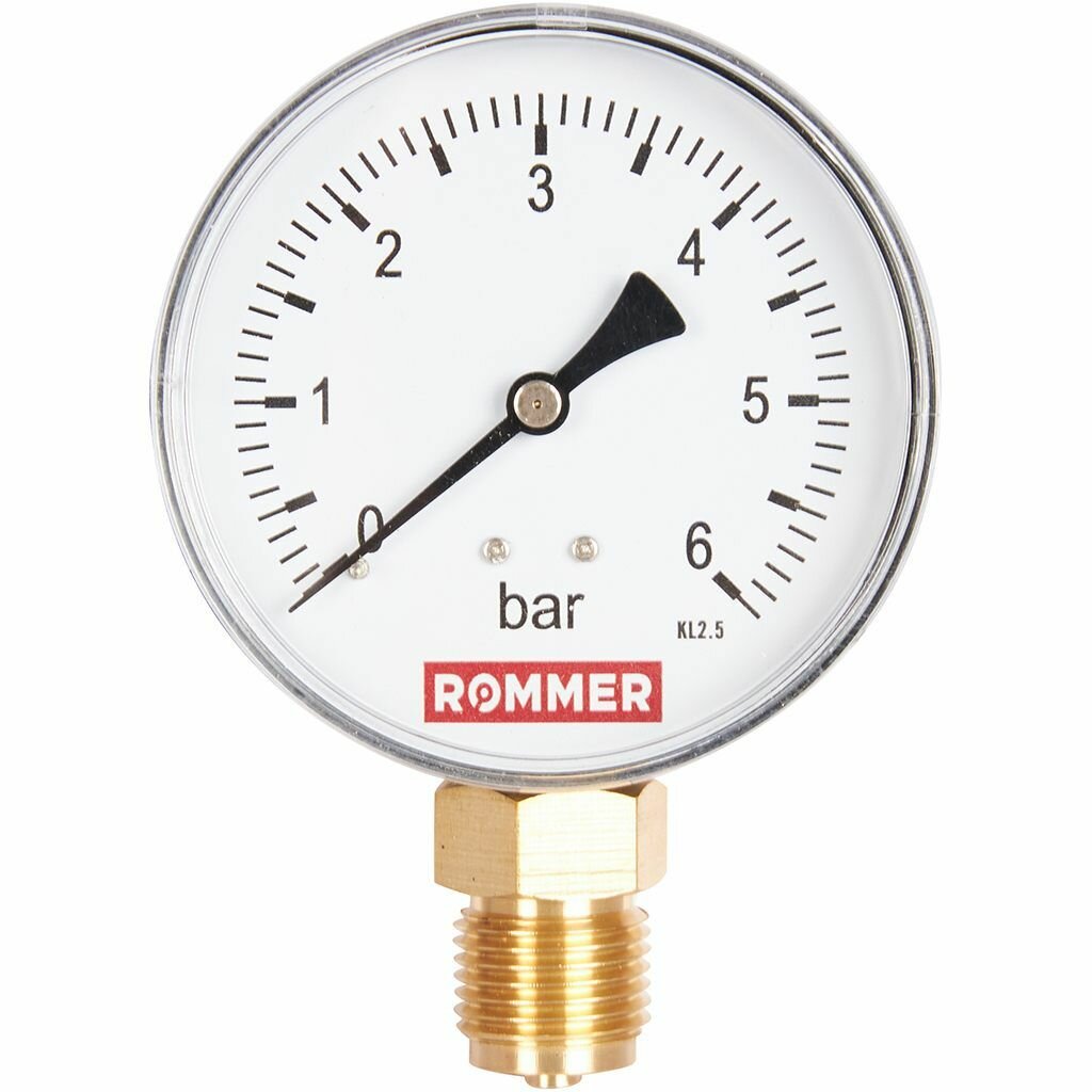 Манометр радиальный 80 мм, 6 бар, 1/2" ROMMER (RIM-0010-800615)