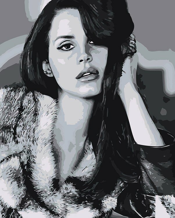 Картина по номерам Lana Del Rey Лана Дель Рей: портрет чб