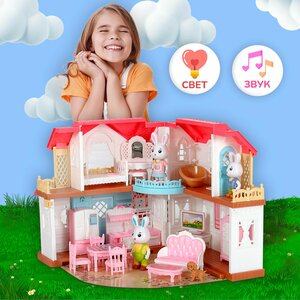 Кукольный домик с мебелью WiMi и куклами, дом для кукол со светом и звуком