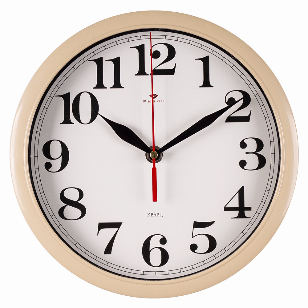 фото Часы настенные 2222-355 круг диам 22СМ классика пластик БЕЖ рубин