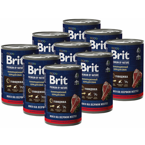 Консервы для собак всех пород Brit Premium by Nature​, говядина, 410 гр*9 шт