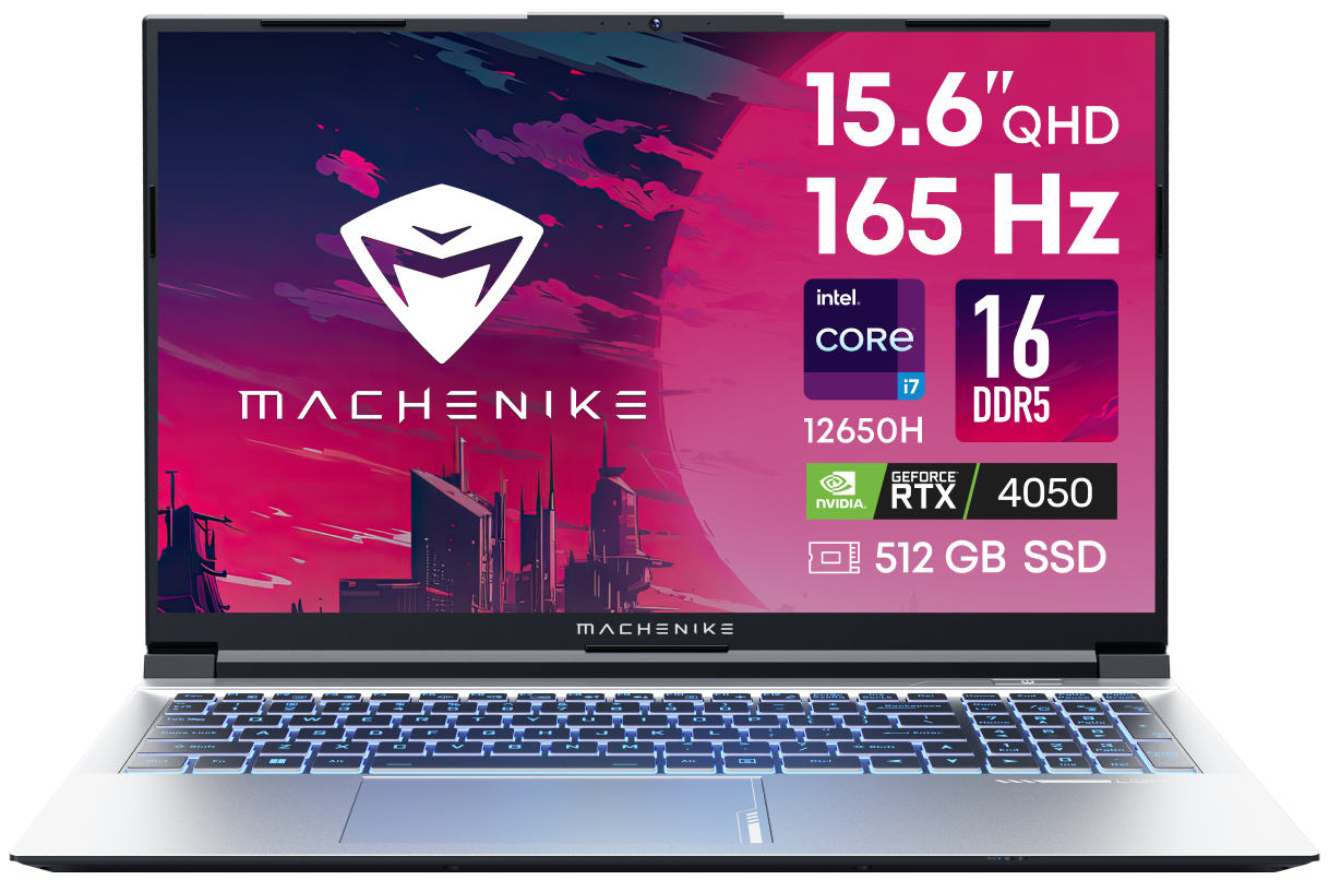 15.6" Игровой ноутбук MACHENIKE L15 Air Pulsar XT, Intel Core i7 12650H (2.3 ГГц), RAM 16 ГБ, SSD 512 ГБ, NVIDIA GeForce RTX 4050 (6 ГБ), Без ОС, JJ00GK00ERU, серебристый, русская раскладка — фото 1