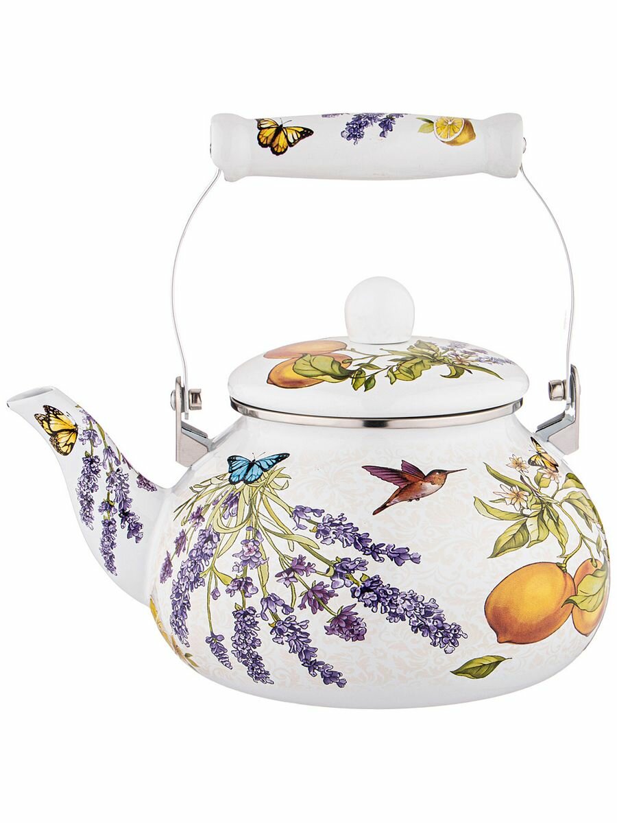 фото Чайник AGNESS эмалированный, серия прованс лимоны, 2,5 Л