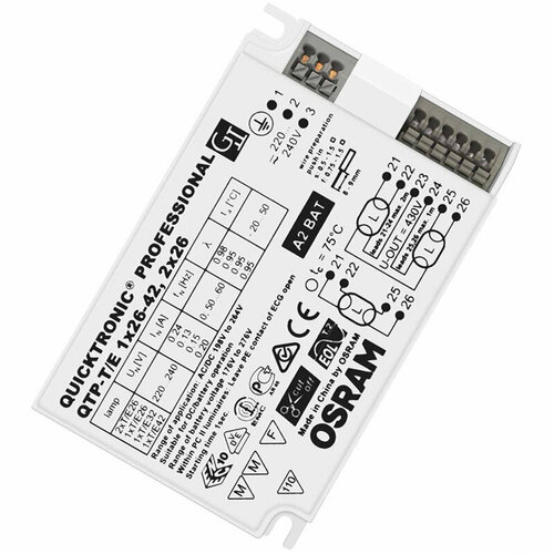 OSRAM QTP-T/E 1x26-42, 2x26 - ЭПРА QUICKTRONIC® PROFESSIONAL для компактных люминесцентных ламп DULUX D/E, T/E