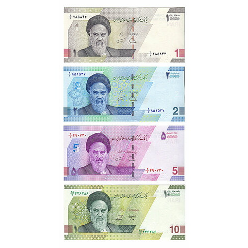 Набор банкнот Иран 1, 2, 5, 10 туманов (10000, 20000, 50000, 100000 риалов) 2021-2022г иран 10 туманов 100000 риалов 2020 2021