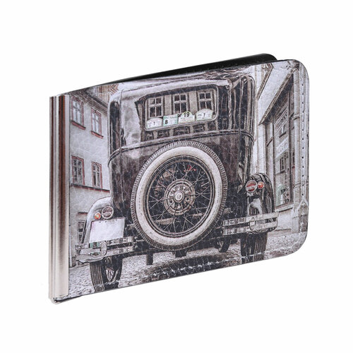 Зажим для купюр Eshemoda, фактура зернистая, матовая, черный, серый