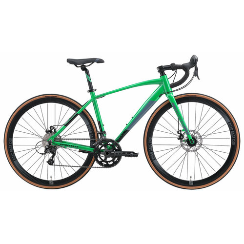 Шоссейный велосипед Stark Peloton 700.4 D (2024) 18" Зелено-черно-серый (165-174 см) черный, серый, зеленый, черный