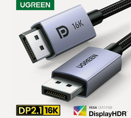 Изображение товара Кабель DisplayPort 2.1 UGREEN 16K, 80 Гбит/с, 240 Гц, 2 метра