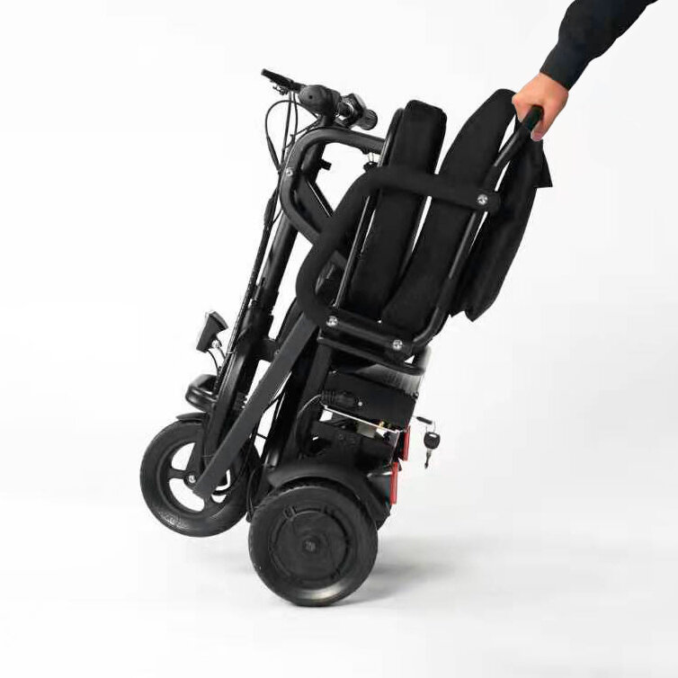 Электрический трицикл складной SPUTNIK PRO 700Вт (48В-15Ач) для взрослых, пожилых, инвалидов. Цвет черный.